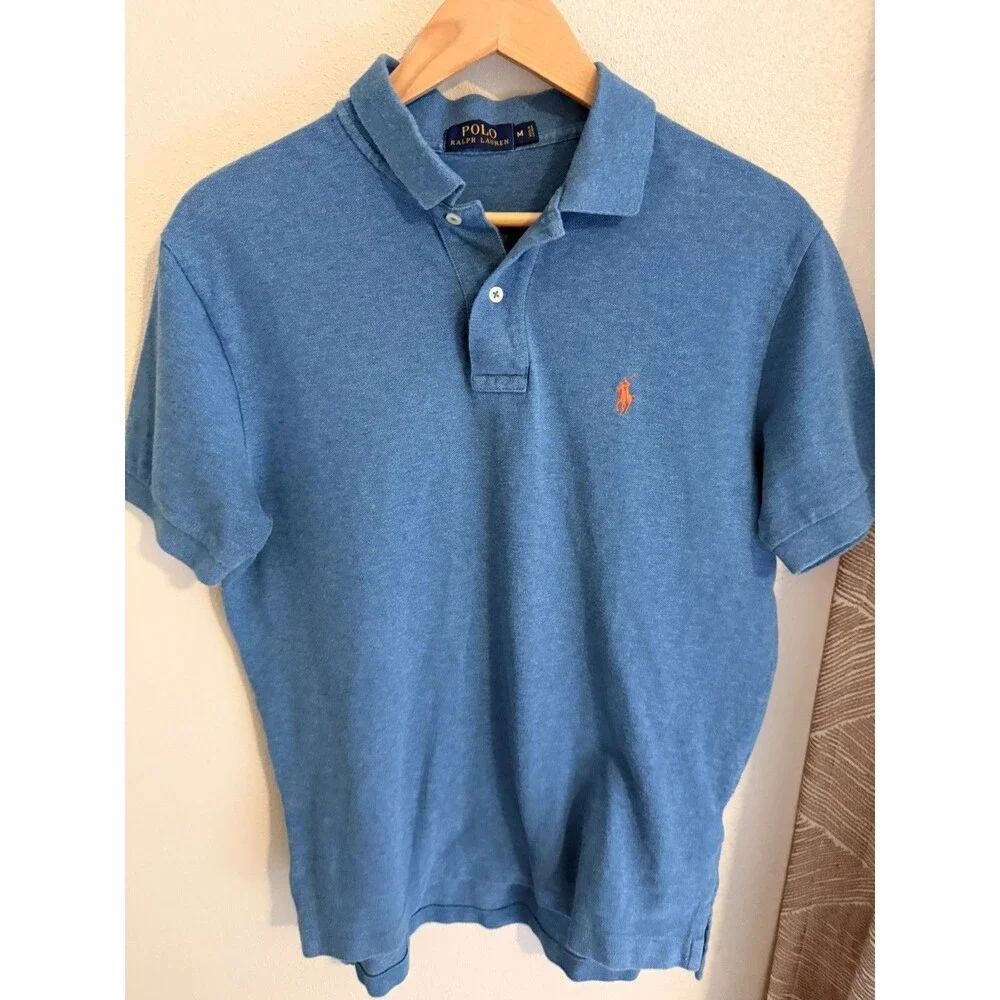 Men's Sz M RALPH LAUREN POLO Short Sleeve Polo Shirt Blue golf work office